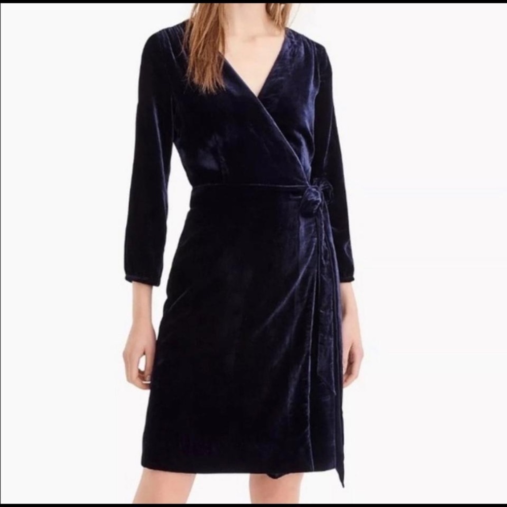 J crew velvet wrap bridesmaid dress blue size 0